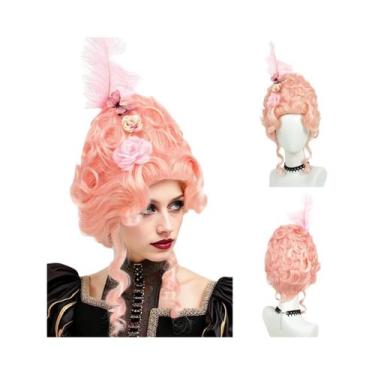 Imagem de Peruca Sintética Cacheada Estilo Vitoriano Para Fantasia Rococó Do Séc