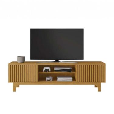 Imagem de Rack Para TV 70 Polegadas 2 Portas Ripadas Trunfo Pés MDF Usinados JCM Movelaria