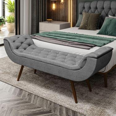 Imagem de Recamier Puff Estofado King 195 Cm Drusa Veludo Cinza