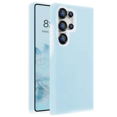 Imagem de Capa de telefone de borracha gel gel de silicone líquido macio, forro de microfibra antiarranhões, capa protetora de proteção contra quedas para Samsung Galaxy S26 Ultra capa azul celeste