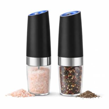 Imagem de Moedor de Pimenta e Sal Grosso Elétrico por Gravidade Automático em Aço Inox com Luz LED - Ajustável para Sal Grosso e Especiarias