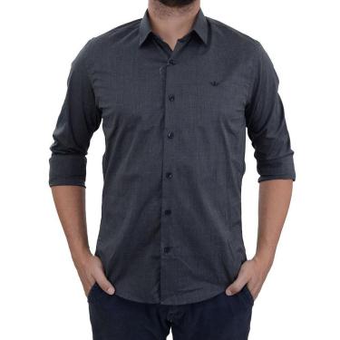 Imagem de Camisa Masculina Docthos ML Slim Cinza Escuro - 249840-Masculino