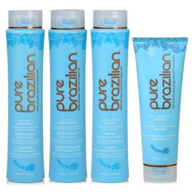 Imagem de Kit de cuidados domésticos Pure Brazilian Anti Frizz com queratina, 4 