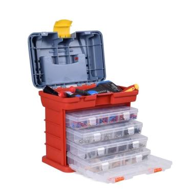 Imagem de Maleta Pescaria Gaveteiro Caixa Organizadora Multiuso 4 Estojos 72 Divisorias Parafusos Artesanato Portatil