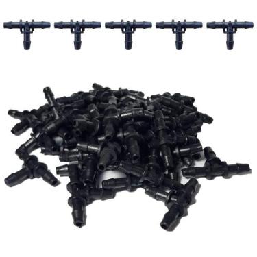 Imagem de Kit 100 Conectores Te 4mm Irrigação Horta Jardim e Estufas - Durabilid