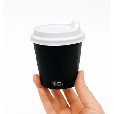 Imagem de Copo Papel Preto 200ml C/ Tampa Biodegradável 100un Térmico Cor:Branco