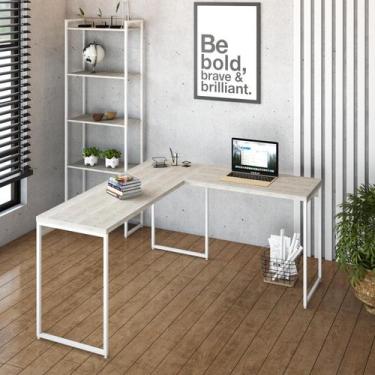 Imagem de Mesa de Escritorio em L Diretor Dynamica 150cm Est.Branca - Metalig