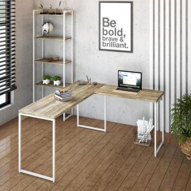 Imagem de Mesa de Escritorio em L Diretor Dynamica 150cm Est.Branca - Metalig