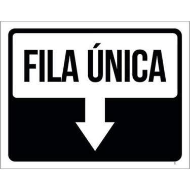 Imagem de Kit 5 Placas Sinalização - Seta Fila Única - Sinalizo