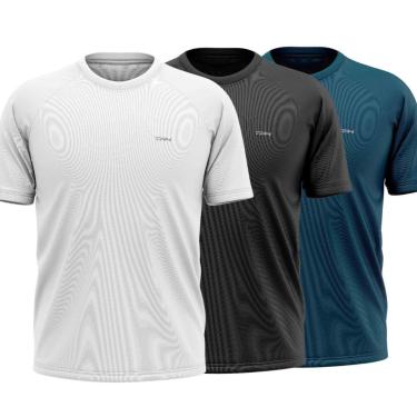 Imagem de Kit 3 Camisas Raglan Proteção Uv Fitness Academia Treino Básica Esportiva Lisa-Masculino