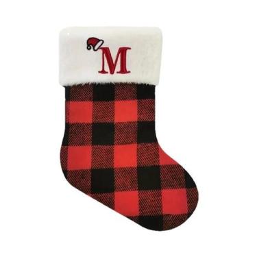 Imagem de Enfeites De Natal Em Xadrez Preto, Meias Alfabeto Para Pendurar, Supor