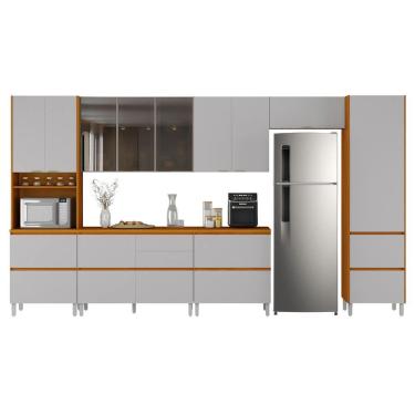 Imagem de Armário De Cozinha Completa 13 Portas 7 Gavetas Lais Madeirado/fendi Madeirado / Fendi