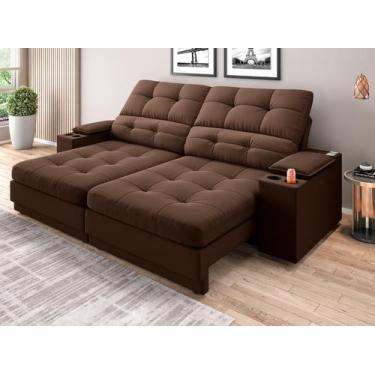 Imagem de Sofá com Porta Copos e Carregador USB Eureka 2,00m Assento Retrátil e 