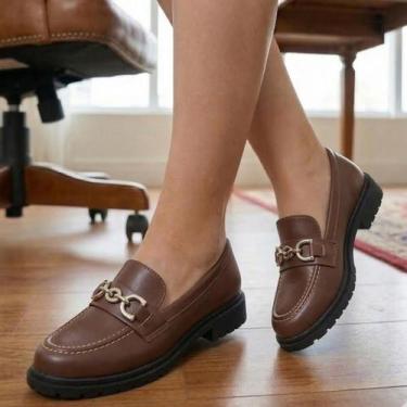Imagem de Mocassim Oxford Feminino Sapatilha Tratorado Loafer Conforto - LAZZLU,