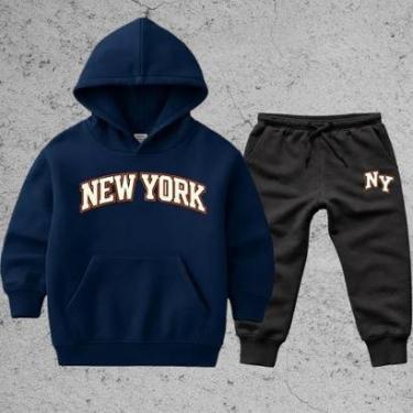Imagem de Conjunto kit Infantil 2 Peças Blusa Moletom Calça moleton Look Completo Estampa New York Ny-Unissex