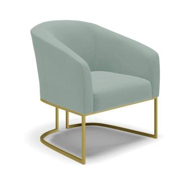 Imagem de Poltrona Sala Decorativa Stella Base Industrial Veludo Cotelê Verde D`Rossi