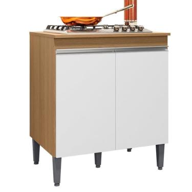 Imagem de Balcão Para Cooktop De 4 E 5 Bocas Com Tampo Andréia Amêndoa/Branco