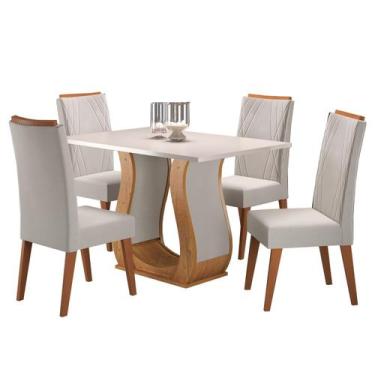 Imagem de Mesa de Jantar Retangular Nubia com 4 Cadeiras Madeira Maciça Vegas - 