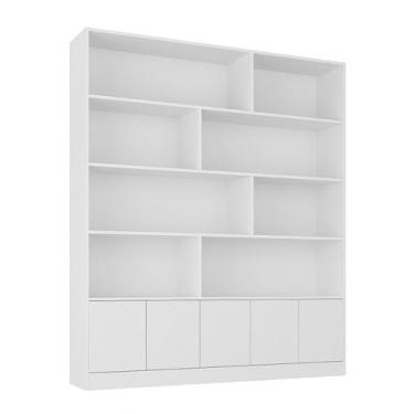 Imagem de Estante de Livros 100% MDF 154,6cmx180,5cm 5 Portas 8 Nichos Versatile