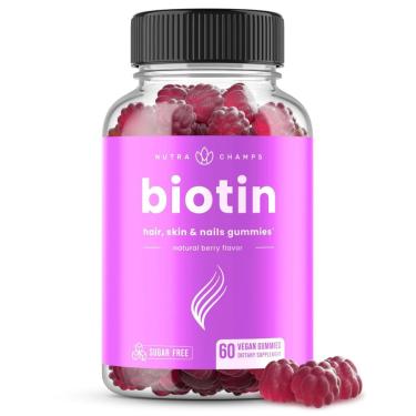 Imagem de Gomas de biotina NutraChamps Sem Açúcar 10000mcg Cabelo, Pele e Unhas-Unissex