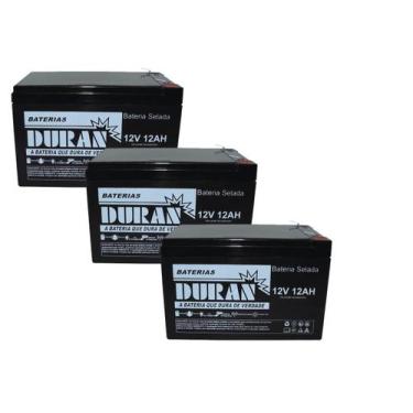 Imagem de Kit 3 Bateria Gel 12V 12Ah para Bike Elétrica Nobreak - Duran