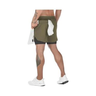 Imagem de Shorts Esportivos 2 Em 1 Camo Quick Dry Para Corrida, Academia, Treino