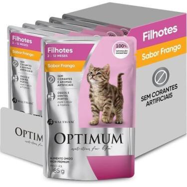 Imagem de Caixa com 20 Sachês Optimum Gatos Filhotes Frango 85gr. - Optimun