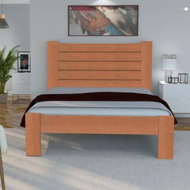 Imagem de Cama Queen Size Casal Malbec Madeira Maciça Angelim Pedra/Tauari Mel -