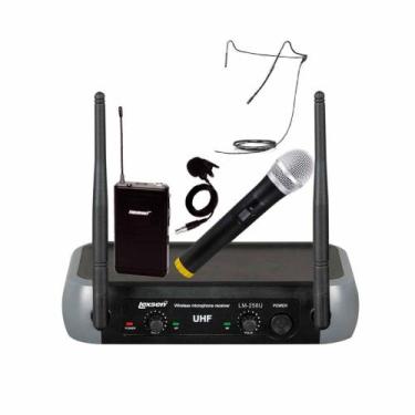 Imagem de Microfone Sem Fio LM-258U Kit Lexsen UHF 2 Canais Frequência Fixa