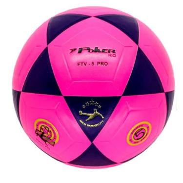 Imagem de Bola de Futevôlei Altinha Vulcanizada Rio PU Poker FTV-5 Pro, Rosa, Pr