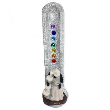 Imagem de Incensario 7 Chakras Branco Oxalá Branco 22 cm em Resina - Lua Mistica