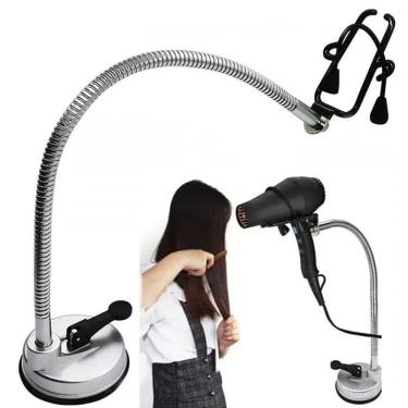 Imagem de Suporte Secador Cabelo Parede Ventosa Vidro Azulejo Articulavel Flexivel Banheiro Casa...