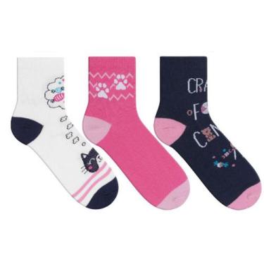 Imagem de Meia Winston Fun Socks 3 Pares Infantil Menina - Tam. 24/27 Multicores