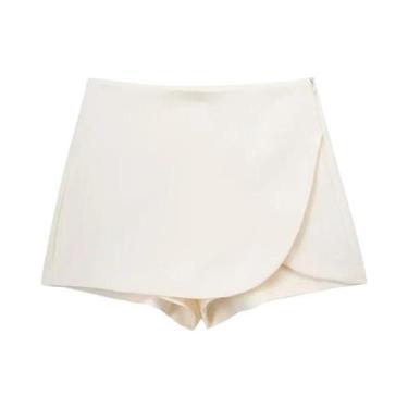 Imagem de Saia Assimétrica De Cintura Alta Para Mulheres, Verão, Bege, Preto, Ro