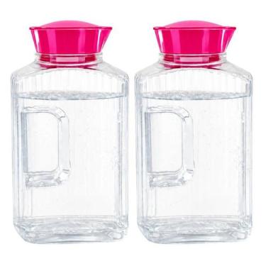 Imagem de 2 Jarra Garrafa De Água Suco Geladeira Tampa Higiênica 1,7l - - Bandei