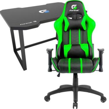 Imagem de Cadeira Gamer Fortrek Black Hawk Verde de Alta Resistência Giratória c