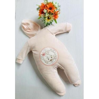 Imagem de Macacão Bebe Menina Longo Inverno Plush Carinha Capuz 115 - Bela Fase,