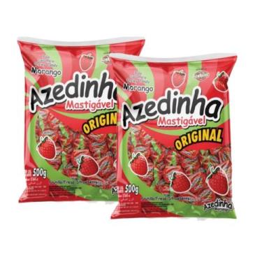 Imagem de Bala Mastigável Icekiss Azedinha Morango Cory 500g - 2 Pcts