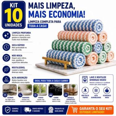 Imagem de Kit Pano Microfibra Limpeza 25x25cm Multiuso Alta Absorção Reutilizáve