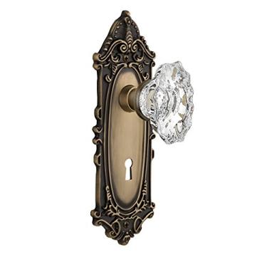 Imagem de Nostalgic Warehouse Placa vitoriana com botão de castelo de fechadura, manequim único, latão antigo