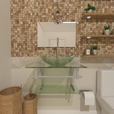 Imagem de GABINETE DE VIDRO 60CM AC CUBA OVAL INCOLOR + TORNEIRA METAL