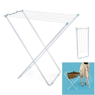 Imagem de Varal De Chão 79 x 42cm Aço Até 10kg Roupas Dobrável Slim 6104 - Mor