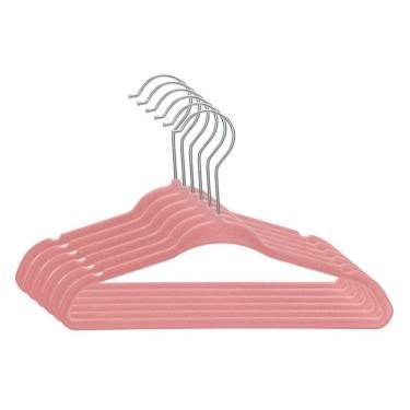 Imagem de Kit de Cabide Infantil de Veludo Rosa OIKOS - 30 Unidades