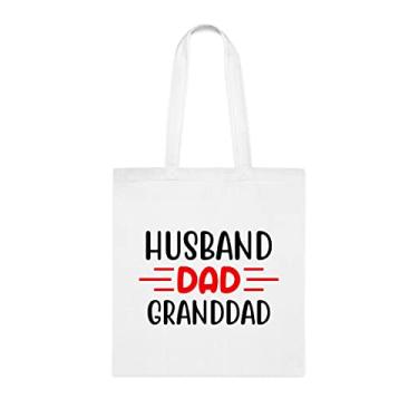 Imagem de Bolsa Tote Dad Granddad Husband, Husband Dad Granddad (marido e vovô), Gift For Dad, Granddad Shoulder Bag, Dad reutilizável bags, Gift for Dad of Favorite Daughter, Son and Kids, Branco