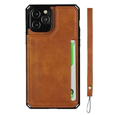 Imagem de Capa de couro premium slim fit de luxo para iphone 11 12 mini pro xr xs max x 7 8 plus slots para cartão de carteira à prova de choque, marrom, para iphone 7 plus