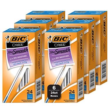 Imagem de BIC Canetas esferográficas azuis lisas Cristal Xtra, ponta média (1,0 mm), pacote com 144 canetas esferográficas nº 1 do mundo