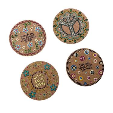 Imagem de Kit 4 Porta Copos em Cortiça Suporte Descanso de Mesa Bolacha para Taça Xicara Copo Redondo