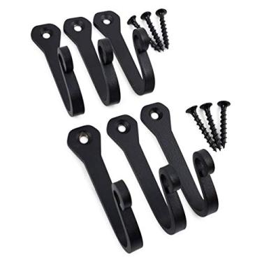 Imagem de Ganchos de parede decorativos – Pacote com 6 ganchos de pendurar vintage para canecas, panelas de ferro fundido, casacos, toalhas, chapéus e mais.