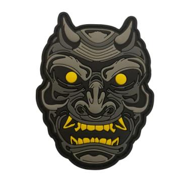 Imagem de Patch Hannya Máscara Monstro Samurai Morale Tático Gancho & Loop 3D PVC Preto Ouro 3,5" x 3"