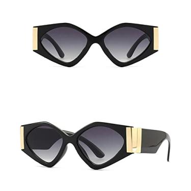 Imagem de Óculos de Sol Feminino Armação Geométrica Retro Luxo Grande Armação Quadrada Irregular Óculos de Sol Feminino Vermelho Óculos De Sol, C5 preto cinza, UV400